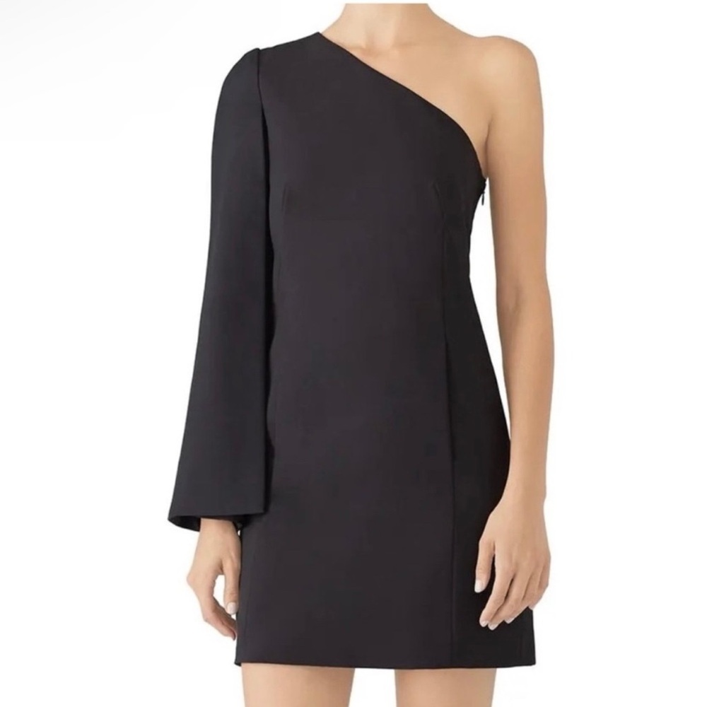 Kaufman Franco Onyx One Shoulder Mini Dress 10